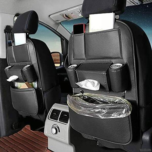 車用シートバックポケット ブラック 隙間収納 ドリンクホルダー 後部座席収納 多機能収納バッグ 子供用品車 取り付け簡単 快適性と安全