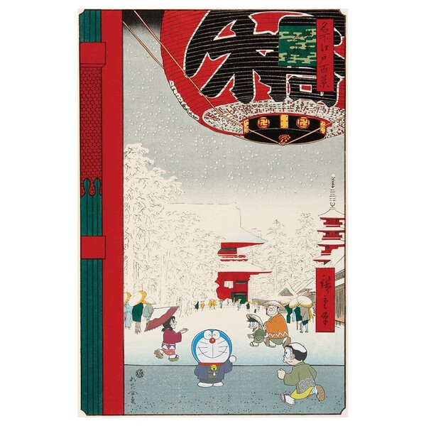 新品未開封 ドラえもん浮世絵木版画「名所江戸百景 浅草金龍山」
