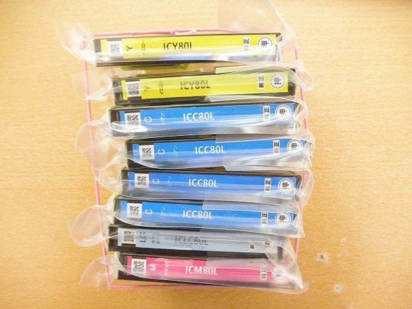 即決 送料込 期限不明 エプソン 純正 インク IC6CL80L残 4色8コ 箱なし 増量 ICC80L ICY80L ICM80L ICLC80L 箱なし
