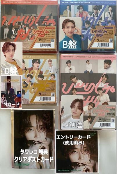 SEVENTEEN セブチ 公式 ひとりじゃない 4形態(初回A.B.D.CARAT盤) + エントリーカード + トレカ タワレコ 特典 ジョンハン JEONGHAN