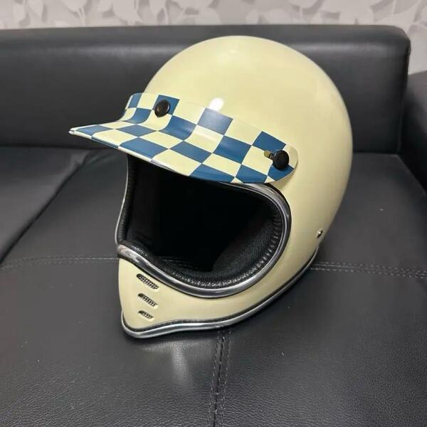 バイザー 汎用 ツバ チェック柄 ヘルメット用 レトロ ヴィンテージ