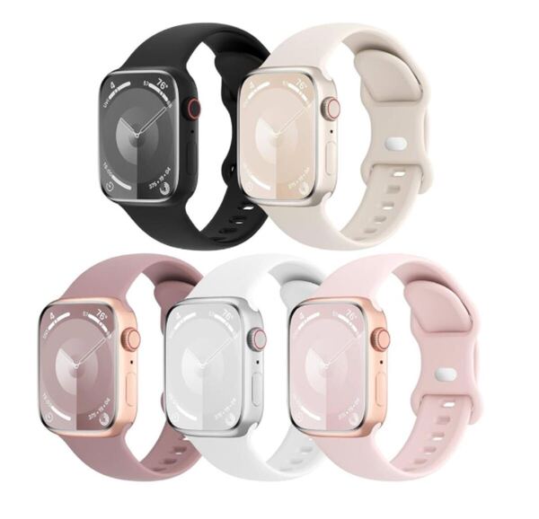 5本セット アップルウォッチ バンド BB1845 コンパチブル Apple Watch バンド 42mm 44mm 45mm スポーツストラップ 交換ベルト シリコン素材