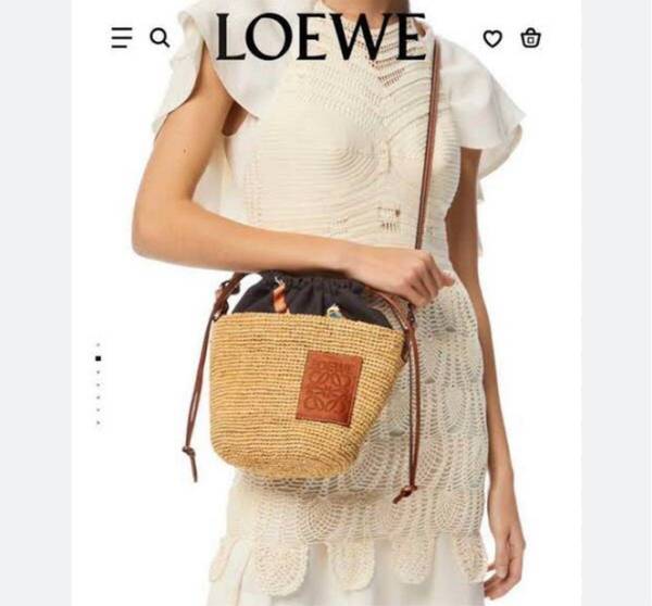 ロエベ LOEWE スリットポシェットバッグ(ラフィア&カーフ)ショルダーバッグ パウラズイビザコレクション カゴバッグ オウム 鳥