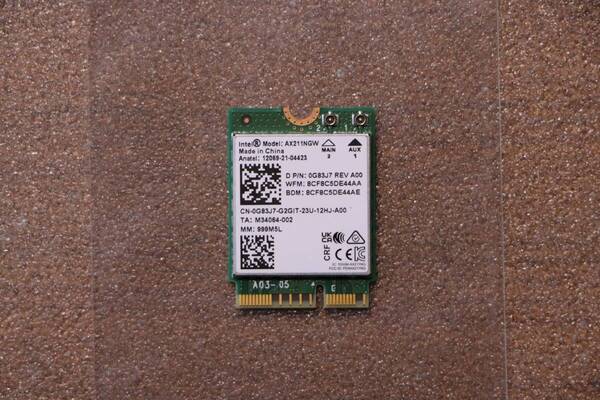 未使用!Intel AX211NGW WiFi6E バルク ワイヤレスネットワークカードアダプター Wi-Fi 6E (802.11ax) 2.4 Gbps
