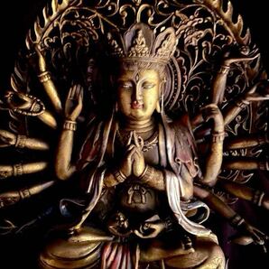 【廃寺より】 千手観音像 古い銅像 /仏像 仏教美術 木彫 寺院 骨董 古美術 仏画 経典 タンカ 曼荼羅 チベット 宗教 菩薩 魔除け 真言