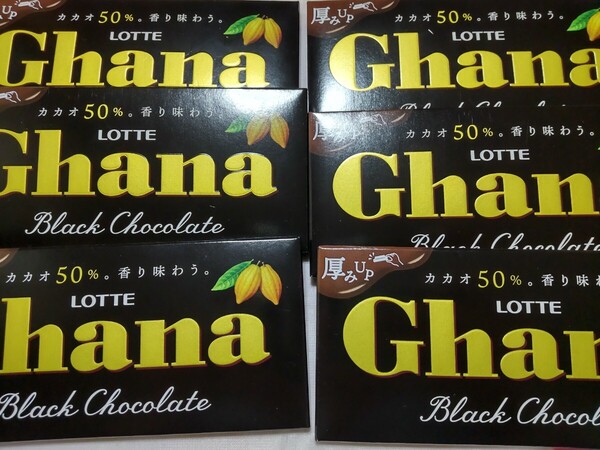ネコポス発送■LOTTE ロッテ ガーナGhana ブラックチョコレート 50g 6個■カカオ50%