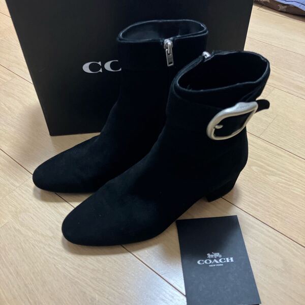 COACH ブラック スエード ブーツ サイズ8 24.5cm 25cm レディース 宅急便送料無料