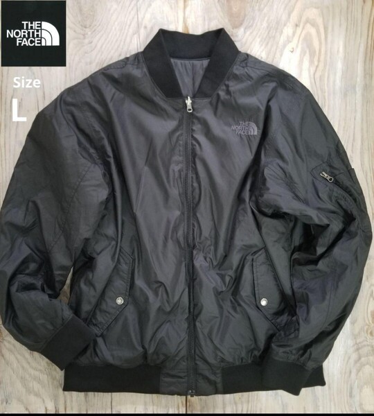 2011s 表裏両面を着用を楽しめるTHE NORTH FACE ノースフェイスMA-1キルティングリバーシブルJK ブラックLサイズ 防寒ボンバージャケット