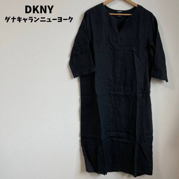 DKNY ダナキャランニューヨーク ワンピース チュニック リネン 麻 七分袖