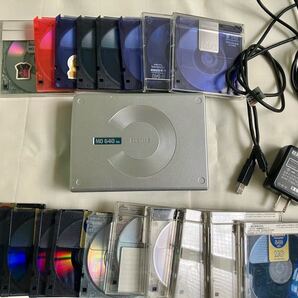 I-O DATA コンパクト MOドライブ MOC-U640H MO 640MB USB接続 外付 ACアダプタ K-8827 【読み込み確認済】、MOディスク19枚