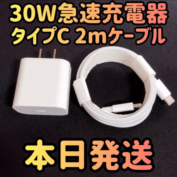 30W急速充電器 タイプCケーブル2m 急速充電器&typecケーブルセット 30Wアダプター 急速充電器 充電器 充電ケーブル 高速充電器 周辺機器