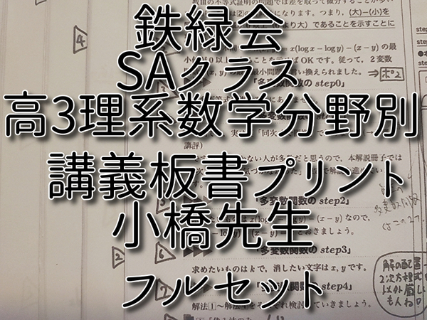 鉄緑会 夏期 高3理系数学・分野別 講義板書プリント フルセット 数Ⅲ 小橋先生 河合塾 駿台 鉄緑会 Z会 東進 SEG