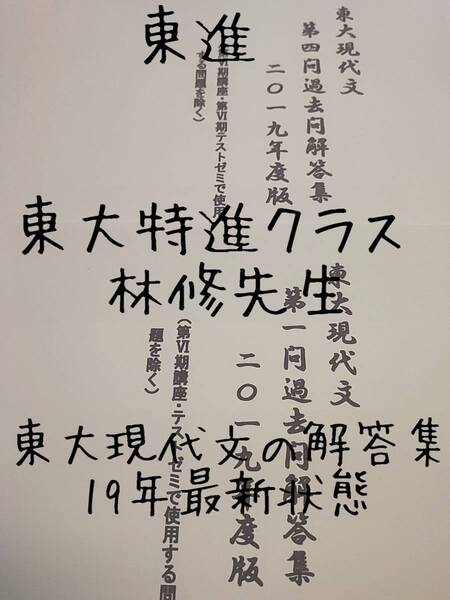 東進 東大特進クラス 林修先生 東大現代文第1問・第4問解答集全セット 最新版 河合塾 駿台 鉄緑会 Z会 東進