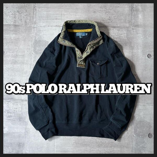 90s POLO RALPH LAUREN ハーフジップスウェット プルオーバー