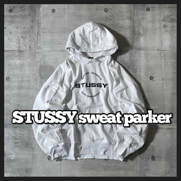 STUSSY スウェット パーカー 刺繍 センターサークルロゴ テック系 y2k