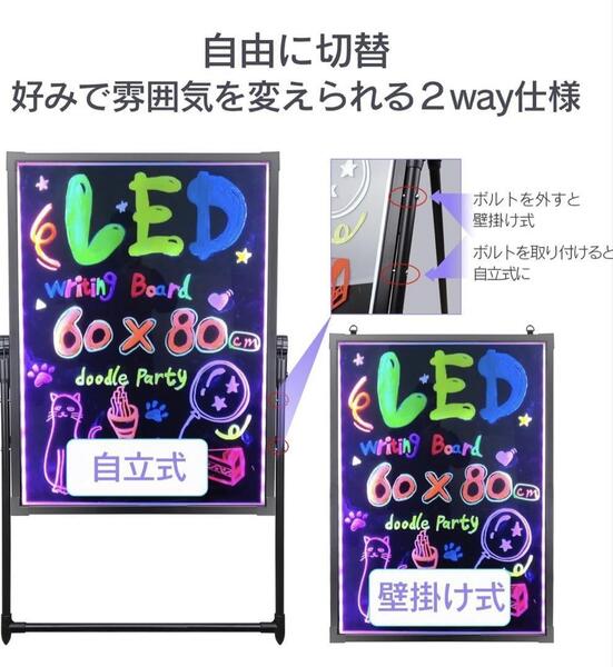 LED 看板 立て看板 壁掛け式 電光掲示板 スタンド 店舗用60x80cm