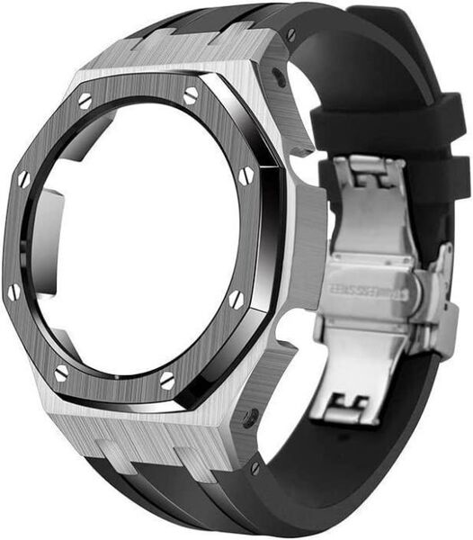 G-SHOCK/Gショック GA-2100 / GA-2110/ GA-B2100 第四世代ベゼル&ベルト カスタム パーツ 銀&黒