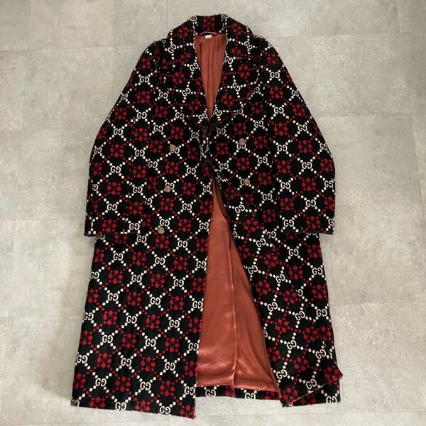 ●GUCCI 2018AW GG Diamond Wool Coat GGダイヤモンドウールコート チェスターコート ダブルロングコート/size46/イタリア製/メンズ