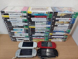 【ジャンク】PSP本体4台+ソフト60枚セット/初音ミク/アイドルマスター/ブレイブルー/METAL GEAR SOLID/ディスガイア/無双OROCHI/ACE COMBAT