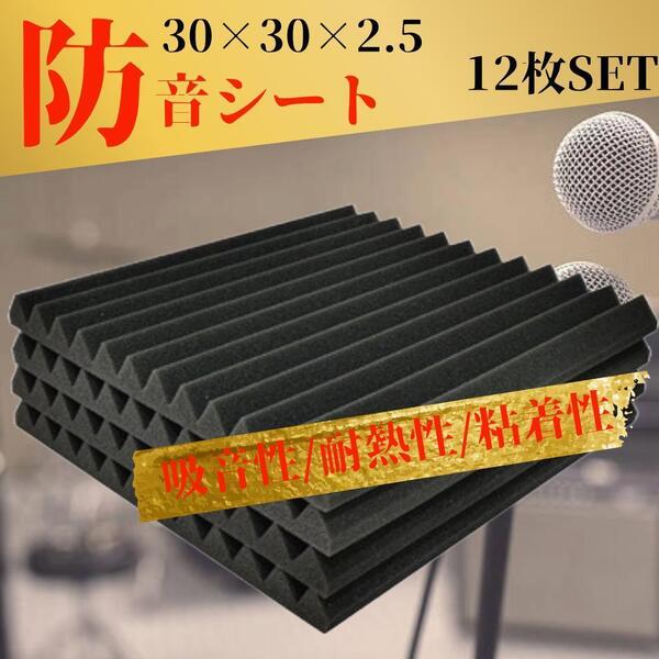 防音シート 防音マット 吸音材 防音材 遮音 吸音パネル 壁 スタジオ 賃貸 グッズ 緩衝 12枚セット