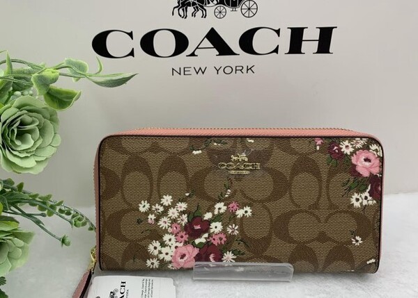 コーチ COACH 長財布 財布 プレゼント 贈り物 シグネチャー ロング ジップ フローラル柄 花柄 レディース 新品 ファッション F2993 C074