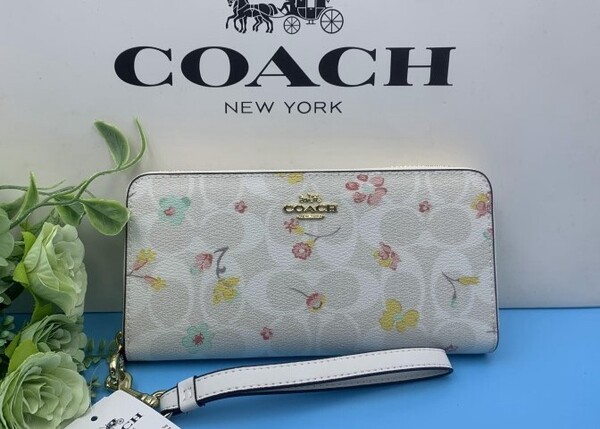 コーチ COACH 長財布 財布 レディース 花柄 ギフト プレゼン 誕生日 記念日 ブランド 大容量 ロング ジップ 新品 未使用 C8695 C101