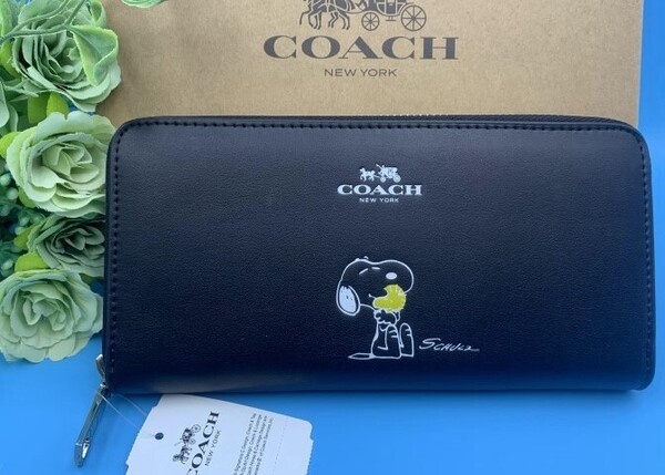 COACH コーチ 長財布 財布 SNOOPY スヌーピー ブラック 黒 アコーディオン プレゼント ファッション レディース メンズ F53773 C135