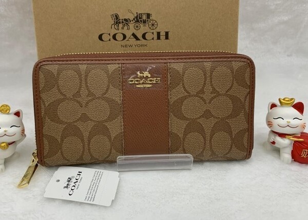 コーチ COACH 長財布 財布 レディース ブラウン プレゼント 贈り物 シグネチャー ロング ジップ 新品 未使用 ファッション F52859 A306