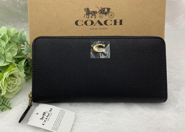 コーチ 財布 COACH 長財布 ラウンドファスナーロング ジップ ブラック 黒 レディース メンズ プレゼント 贈り物 シンプル 新品 CC48 A082