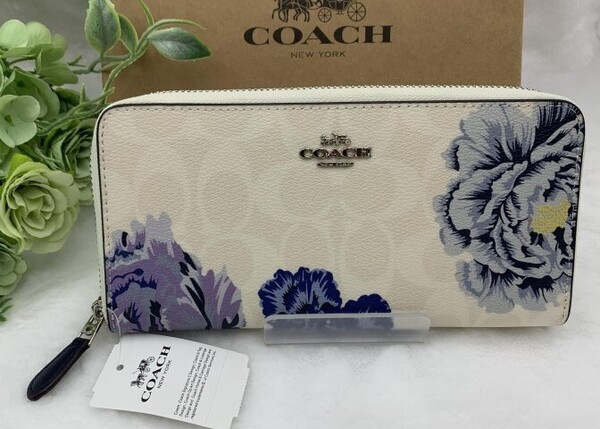 COACH コーチ 財布 長財布 レディース 花柄 プレゼント 贈り物 ギフト シグネチャー ロング ジップ 新品 未使用 ファッション C6656 A174
