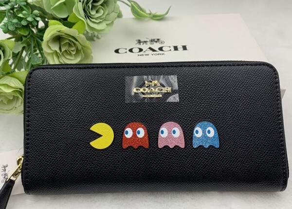 コーチ COACH 長財布 財布 レディース パックマン プレゼント 贈り物 ロング ジップ ブラック 黒 新品 未使用 ファッション F73397 A334