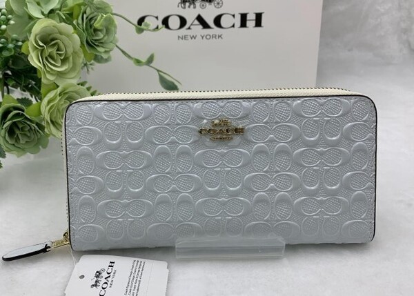 COACH コーチ 財布 長財布 ホワイト プレゼント 贈り物 ギフト シグネチャー ラウンドファスナー ロング ジップ 新品 未使用 F54805 A231