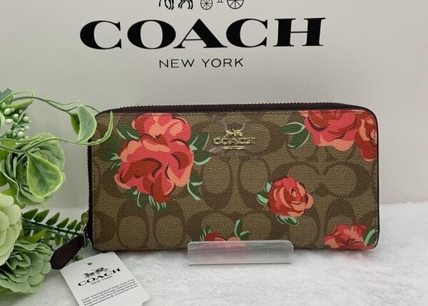 COACH コーチ 財布 長財布 シグネチャー アコーディオン 母の日 贈り物 ギフト 花柄 ファッション レディース 新品未使用 F39189 A184