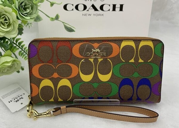 コーチ 財布 COACH 長財布 レインボー レディース シグネチャー ラウンドファスナー ロング ジップ 新品 未使用 ファッション C4537 C138