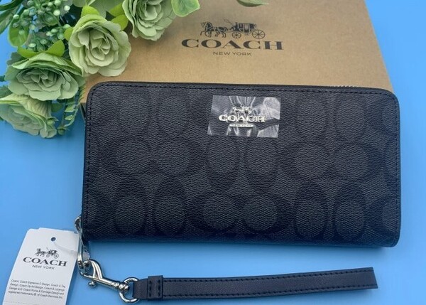 コーチ 長財布 COACH 財布 プレゼント 贈り物 ギフト シグネチャー ラウンドファスナー ブランド 誕生日 男女兼用 ファッション C4452 C077