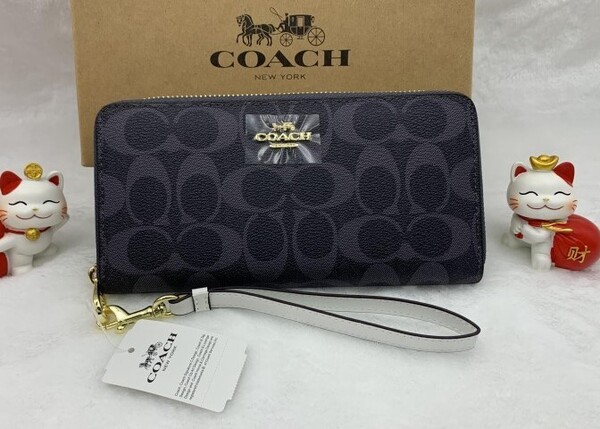 COACH 財布 コーチ 長財布 メンズ レディース 誕生日 記念日 ブランド 大容量 シグネチャー ロング ジップ 新品 ファッション C4452 C040