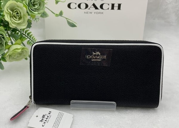 コーチ COACH 長財布 財布 ロング ジップ レディース レザー パイピング ブラック黒 新品 未使用 ファッション F12585 A167