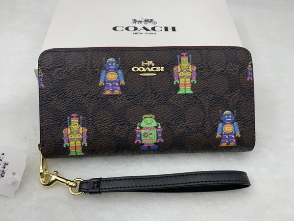 コーチ COACH 長財布 財布 アコーディオン ウォレット ロボット ギフト ラウンド ジップ ファッション 誕生日 新品 未使用 CW484 A363
