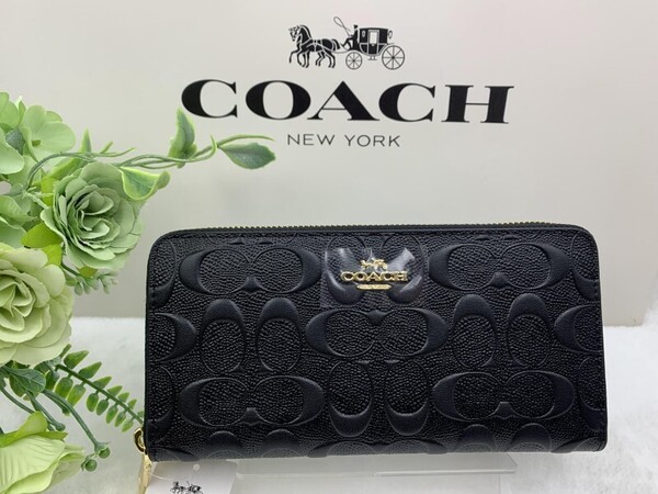 COACH コーチ 長財布 財布 メンズ ブラック黒 プレゼント 贈り物 シグネチャー ロング ジップ 新品 未使用 ファッション F53834 A106