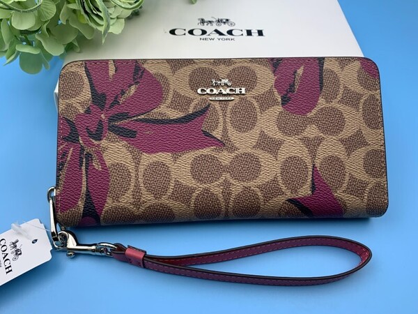 コーチ COACH 長財布 財布 COACH アウトレット シグネチャー キャンバス リボンプリント ロングウォレット CZ326 C367