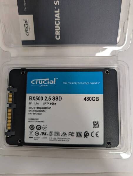 【1139時間】Crucial 480GB CT480BX500SSD 2.5 SATA SSD【送料無料】