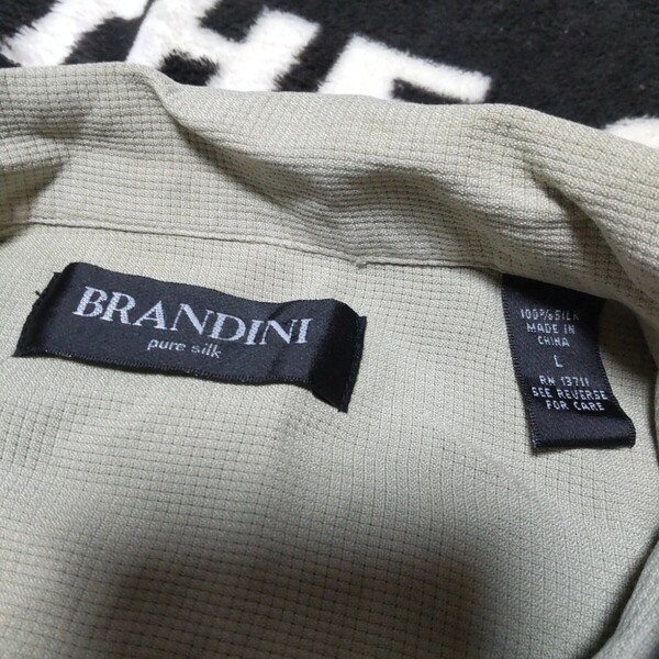 BRANDINI シルクシャツ モスグリーン L