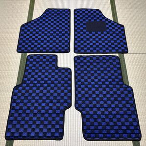 ■送料無料■MINI ローバーミニ XN12A(後期) チェックブルー 青黒 フロアマット カーマット 日本産 新品(年式:H9年以降(1997)