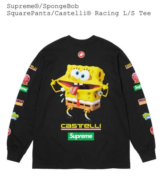 Supreme Sponge Bob Castelli Cycling L/S Tee シュプリーム スポンジボブ カステリ ロング Tシャツ 新品未使用 Lサイズ 黒 ブラック