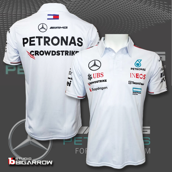 【Sサイズ】メルセデス AMG ペトロナス F1チーム ピットシャツ ホワイト ラッセル アントネッリ アパレル