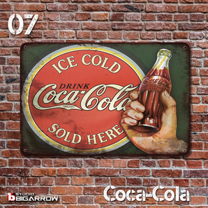 07 ブリキ看板 20×30㎝ Coca-Cola コカ・コーラ ガレージ メタルサイン アメリカンインテリア 世田谷ベース