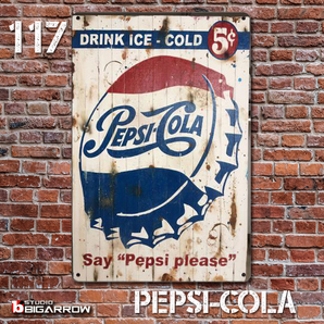 117 ブリキ看板 20×30㎝ PEPSI COLA ペプシコーラ ガレージ メタルサイン アメリカンインテリア 世田谷ベース