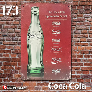 173 ブリキ看板 20×30㎝ Coca-Cola コカ・コーラ ガレージ メタルサイン アメリカンインテリア 世田谷ベース