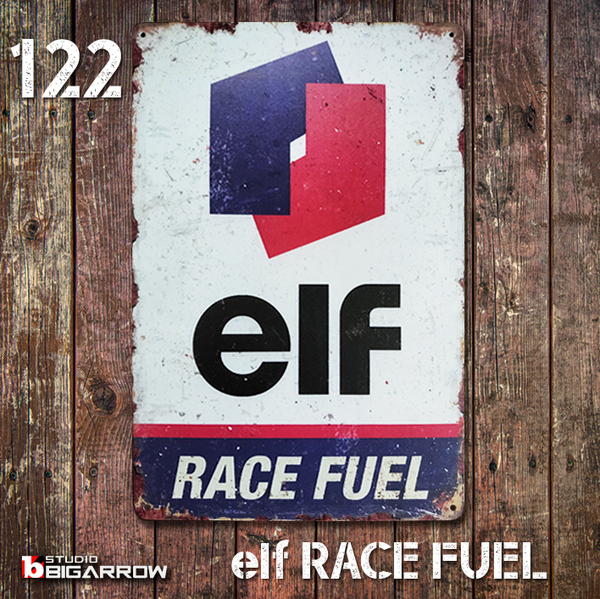 122 ブリキ看板 20×30㎝ ELF RACE FUEL エルフ ガレージ メタルサイン スチールプレート アメリカンインテリア USフェンス 世田谷ベース