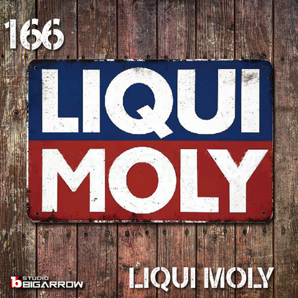 166 ブリキ看板 20×30㎝ LIQUI MOLY リキモリ ガレージ メタルサイン アメリカンインテリア USフェンス 世田谷ベース